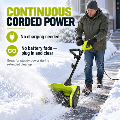 CORVELLAN 12-Inch Electric Snow Blower, Corded Snow Shovel for Driveways & Sidewalks