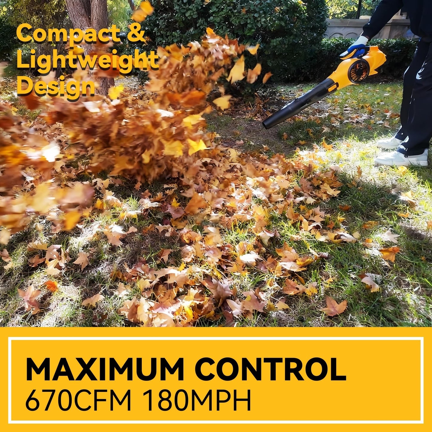 CORVELLAN 4 Speed Cordless Leaf Blower 670 CFM 180 MPH with Battery & Charger
