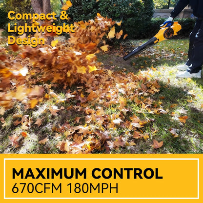 CORVELLAN 4 Speed Cordless Leaf Blower 670 CFM 180 MPH with Battery & Charger